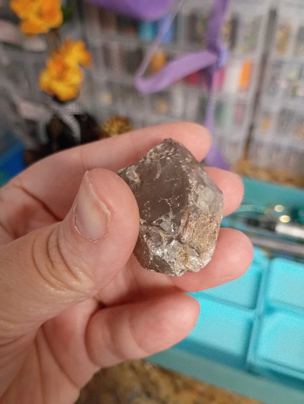 Whispers of the Earth Mother: Raw Smokey Quartz and Freeform Mixed Metal Pendant